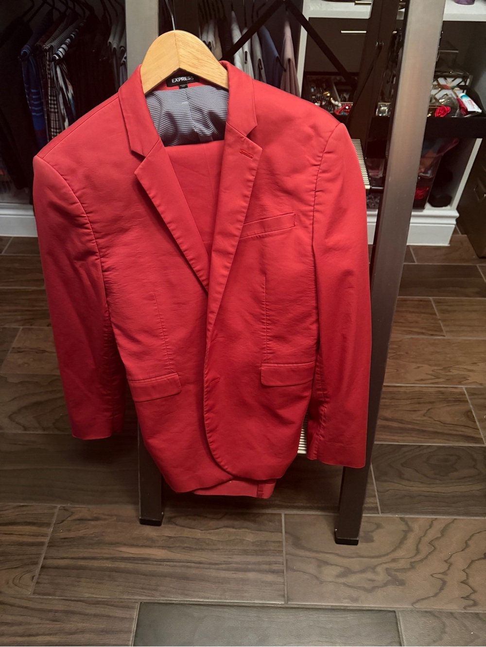 Express Men's Red Blazer - Slim Modern Style